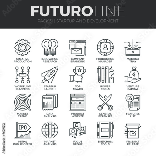 Startup and Development Futuro Line Icons Set