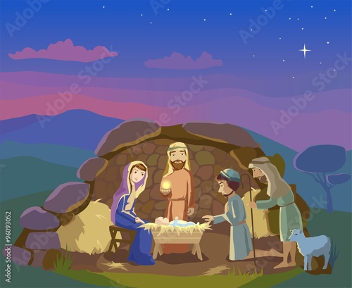 Nativity scene. Christmas illustration