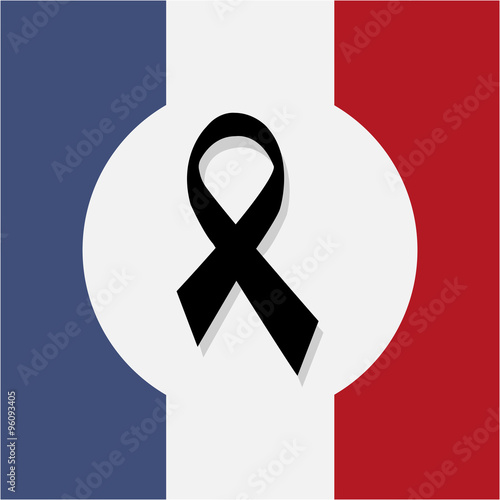 France flag with black ribbon  photo