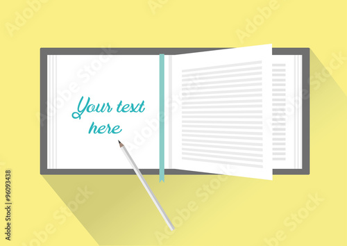 open book with turning page und pencil 