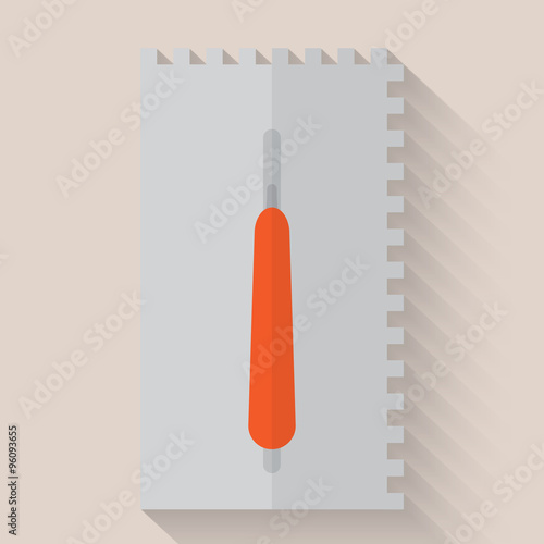 Vector illustration of flat notched trowel