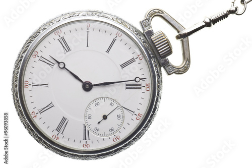 antique pocket watch isolated on white background