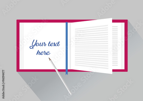 open book with turning page und pencil 