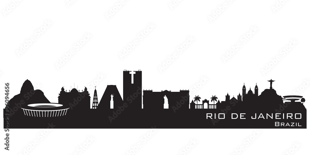Rio de Janeiro Brazil city skyline vector silhouette Stock Vector