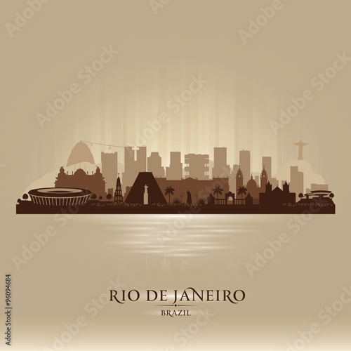 Rio de Janeiro Brazil city skyline vector silhouette