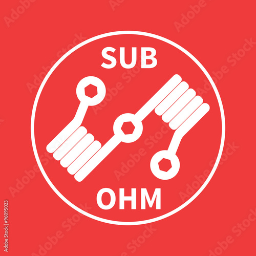 Vector illustration of sub ohm dual coil setup for dripping on red background