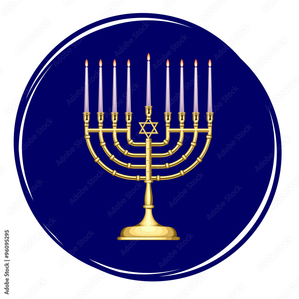 Golden Menorah with Candles