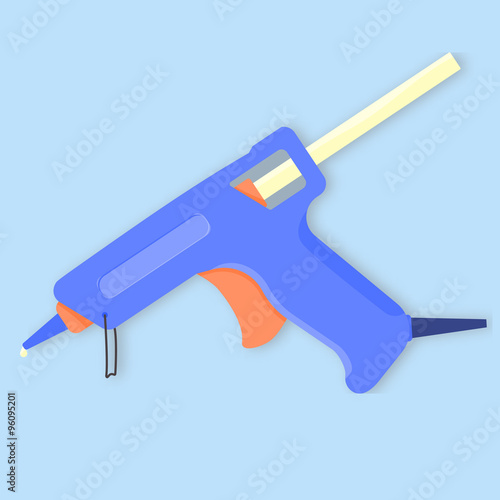 Vector illustration of blue hot glue gun with orange trigger