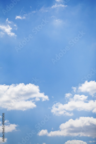 Photography blue sky with white fluffy clouds background