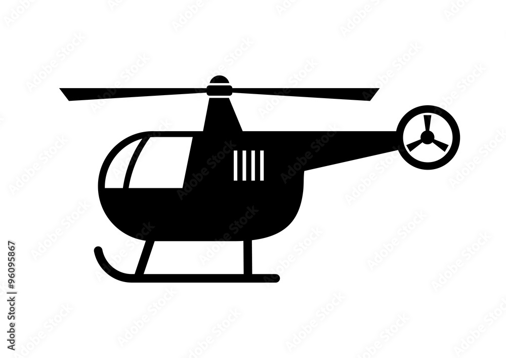 Black helicopter icon on white background Black helicopter icon on white background