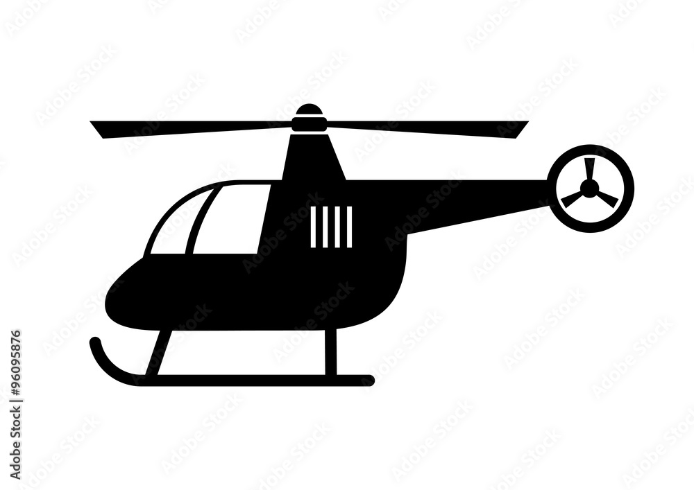 Black helicopter icon on white background Black helicopter icon on white background