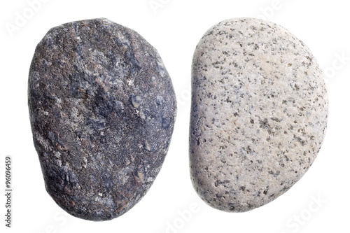 Flattened river rocks isolated on white background