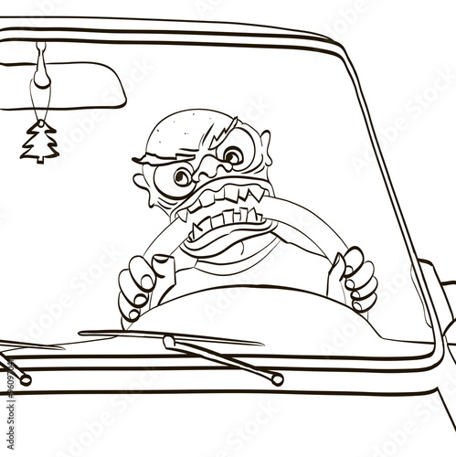 crazy taxi driver grabbed the steering wheel