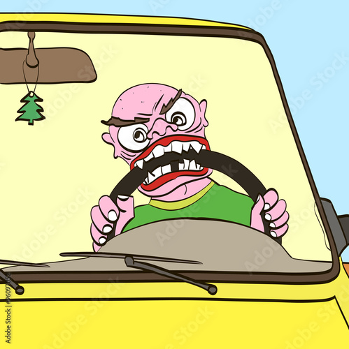 crazy taxi driver grabbed the steering wheel