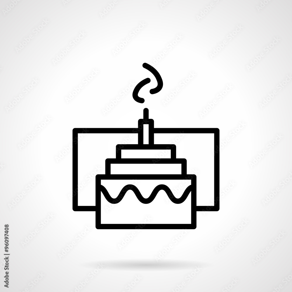 Cake with candle simple black line vector icon Cake with candle simple black line vector icon