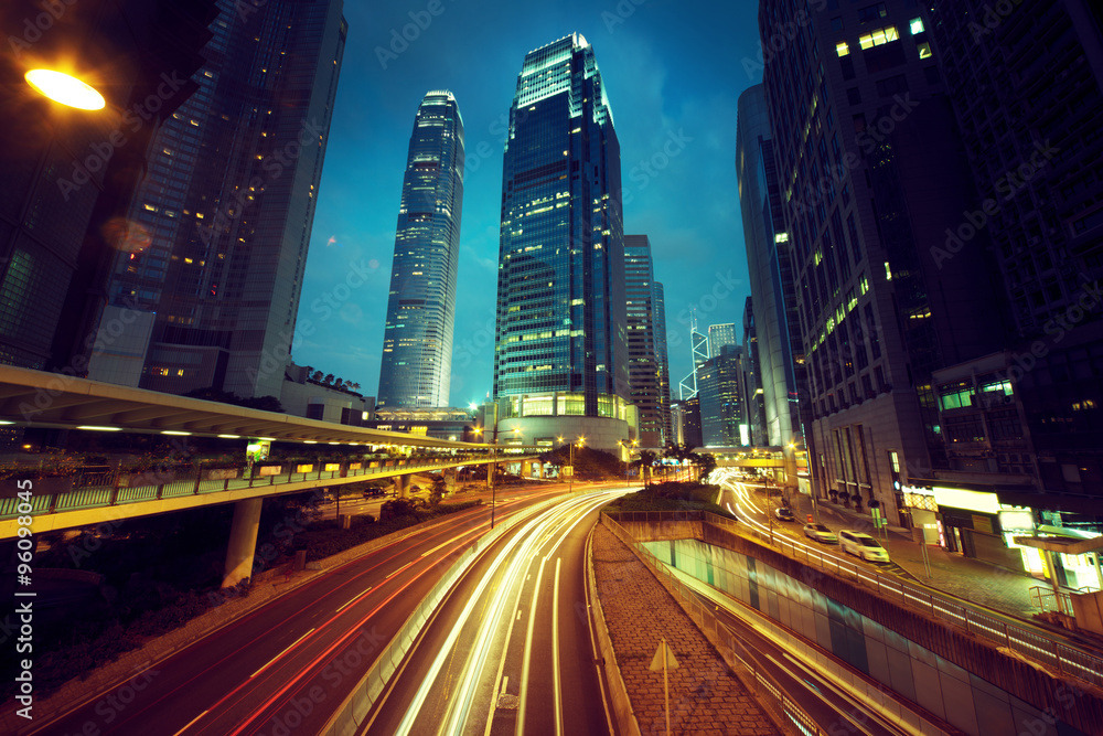 Fototapeta premium traffic in Hong Kong at sunset time
