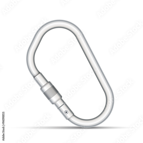 Vector illustration of metal carabiner clip