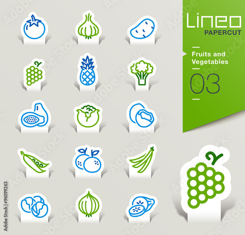  Lineo Papercut - Fruits and Vegetables outline icons
