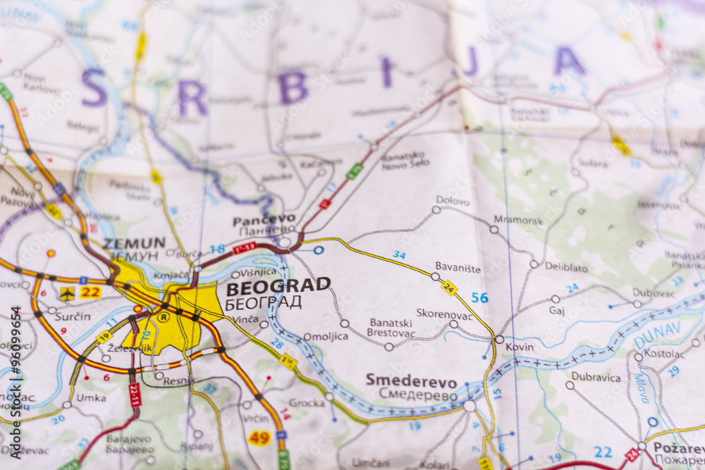 Belgrade on a map