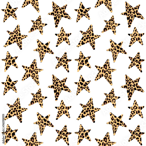 Seamless pattern with leopard stars, trendy rock or punk design, vector