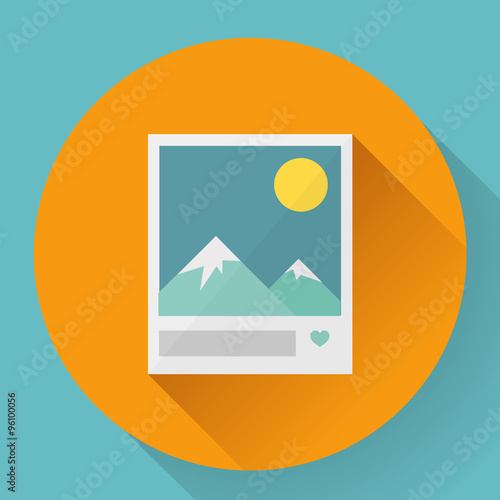 Flat Landscape with like photo icon. Vector illustration.