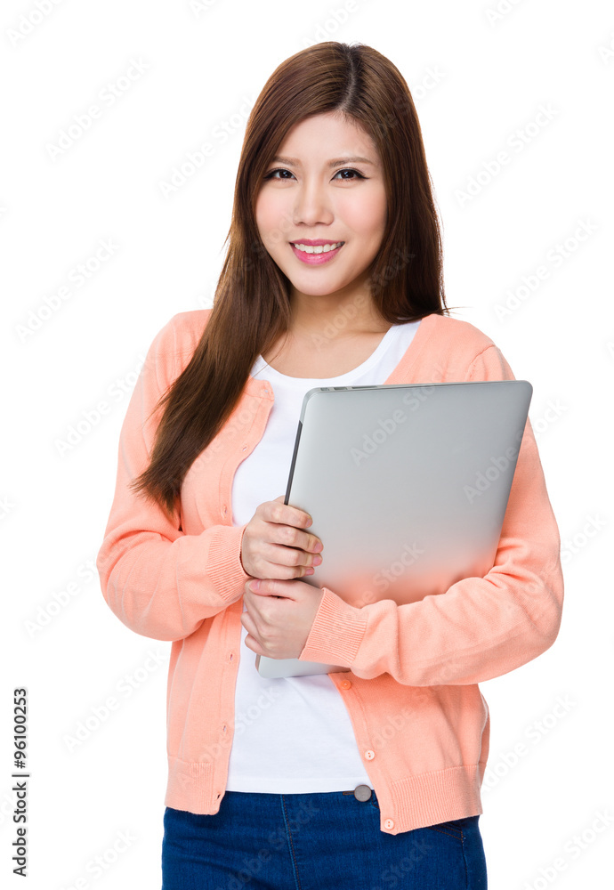 Woman hold with laptop computer Woman hold with laptop computer