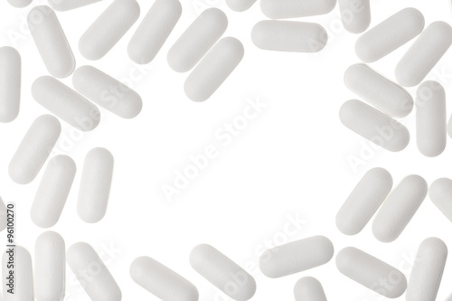 unmarked pills isolated on a white background