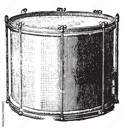 Snare drum rods, vintage engraving.