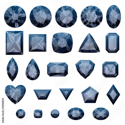 Set of realistic black jewels.