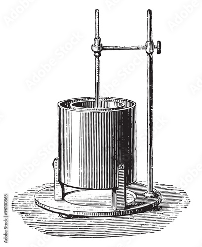 Black calorimeter, vintage engraving.