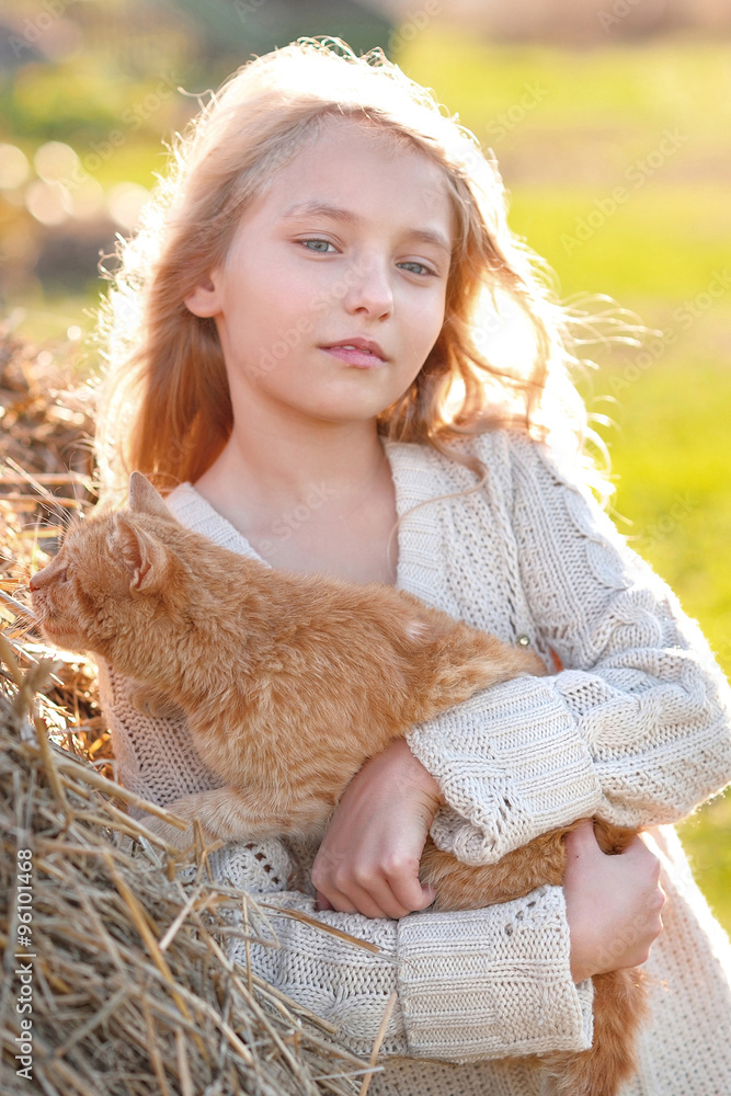 portrait of a little girl in the fall during harvest portrait of a little girl in the fall during harvest