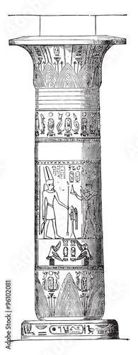 Column of Thebes, vintage engraving.