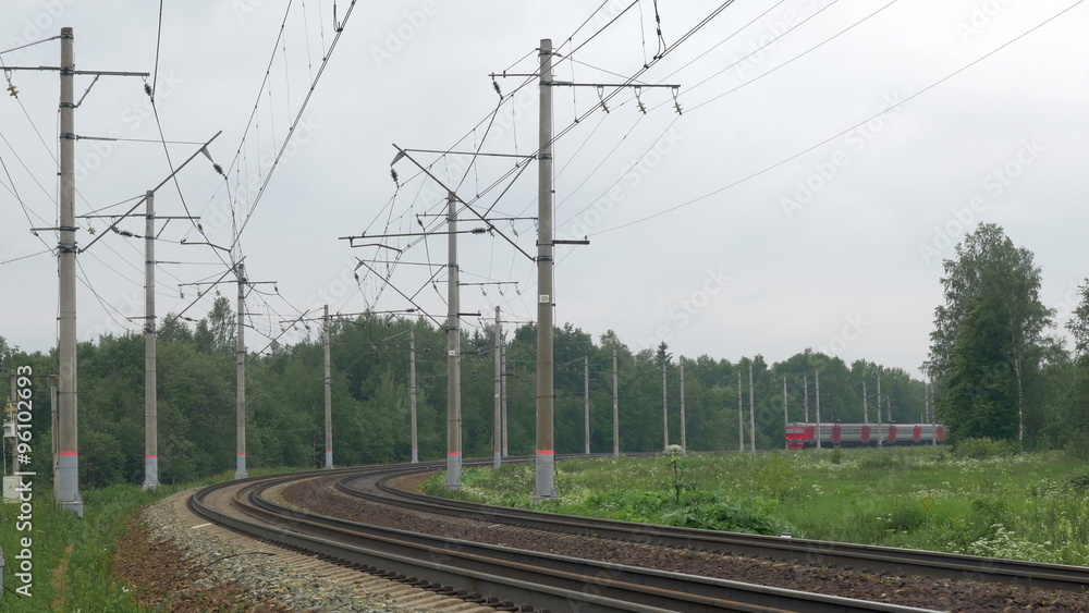 Train Moves Towards On Railroad Turn Train Moves Towards On Railroad Turn