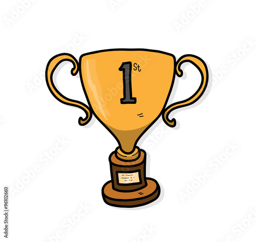 Gold Trophy, a hand drawn vector illustration of a gold trophy for the first position winner.