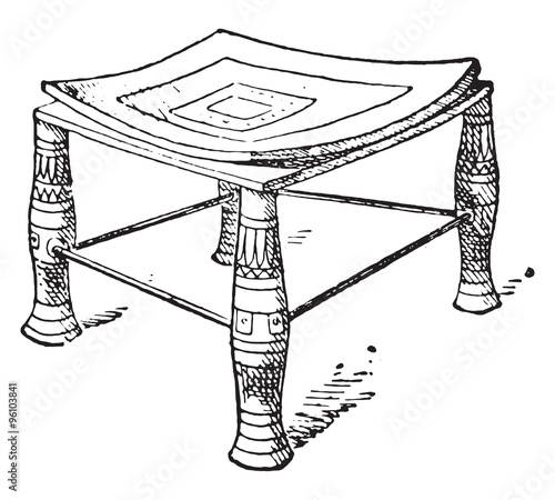 Stool, vintage engraving.