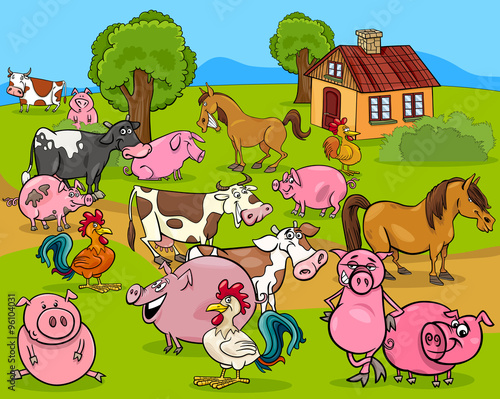 farm animals cartoon illustration
