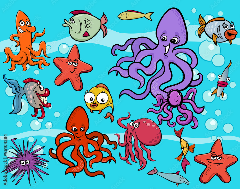 Obraz premium sea life group cartoon