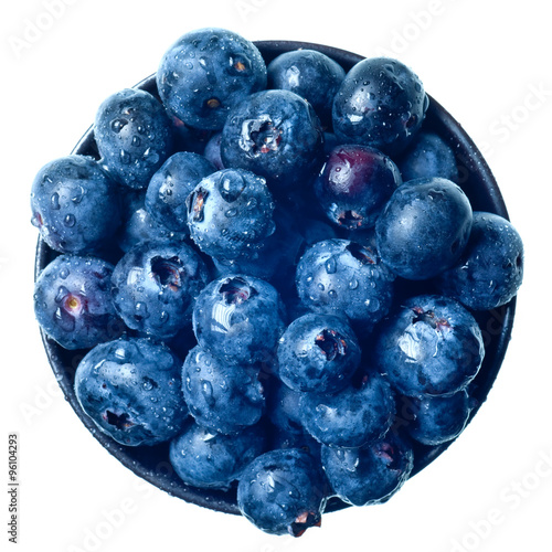 Japanese bowl with blueberries isolated
