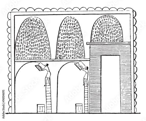 Granary, vintage engraving.