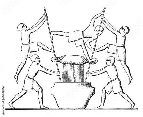 Wine press, vintage engraving.