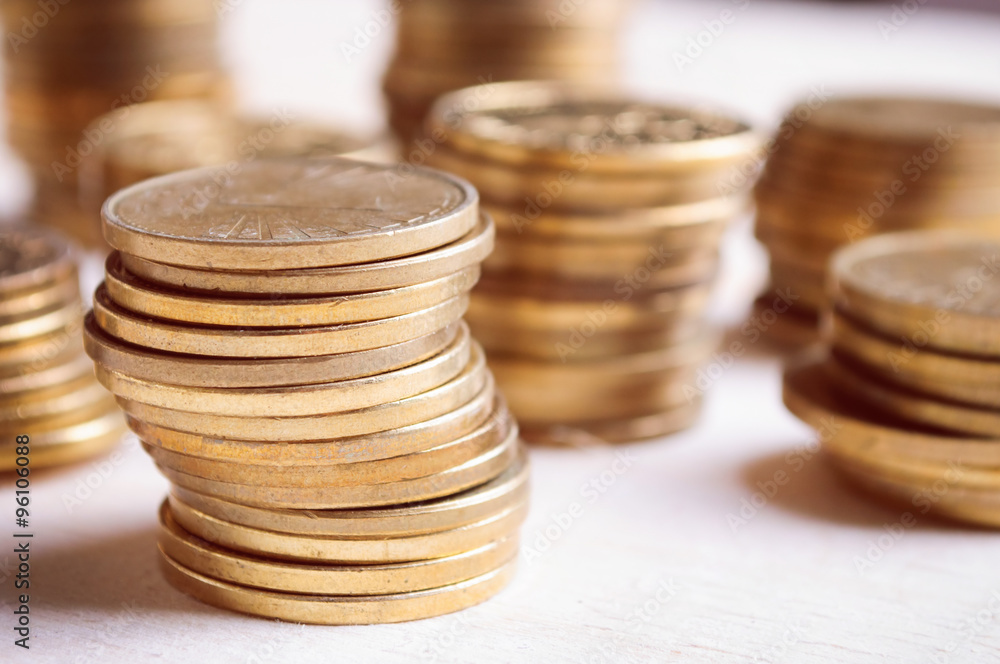 Coins on wooden surfaces