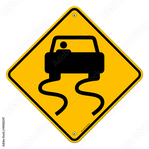 Yellow Wet Road Sign