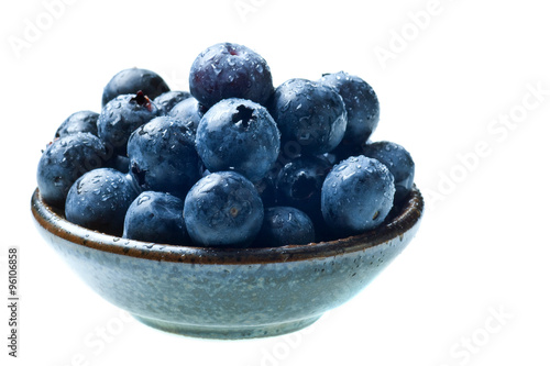 Japanese bowl with blueberries isolated
