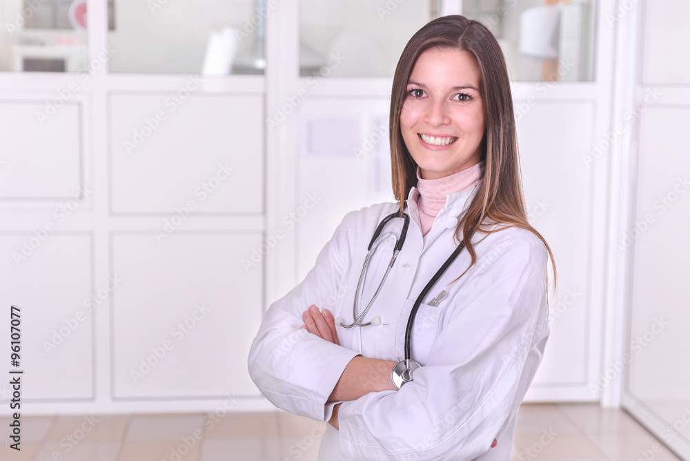 Portrait of a female doctor with a stethoscope around her neck Portrait of a female doctor with a stethoscope around her neck