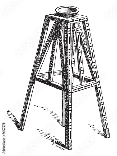 Support for a vase, vintage engraving.