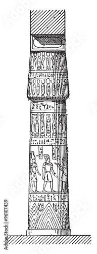 Button marquee column, vintage engraving.