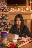 Woman Writing Christmas Cards