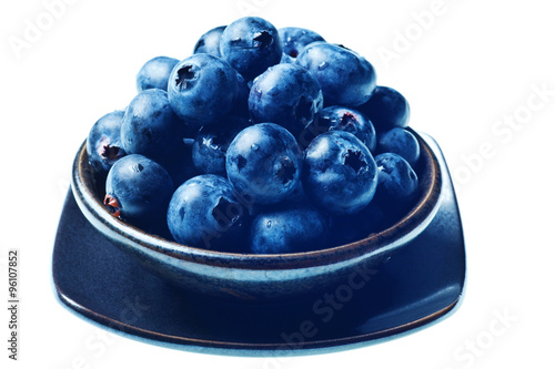 Japanese bowl with blueberries isolated