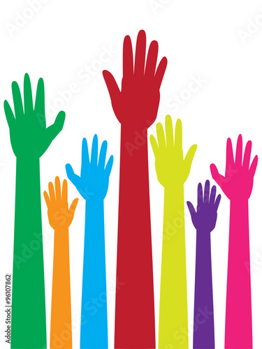 Colorful Raised Hands