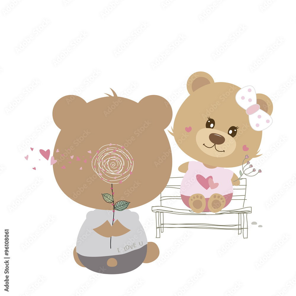 Fototapeta premium Love concept of couple teddy bear doll